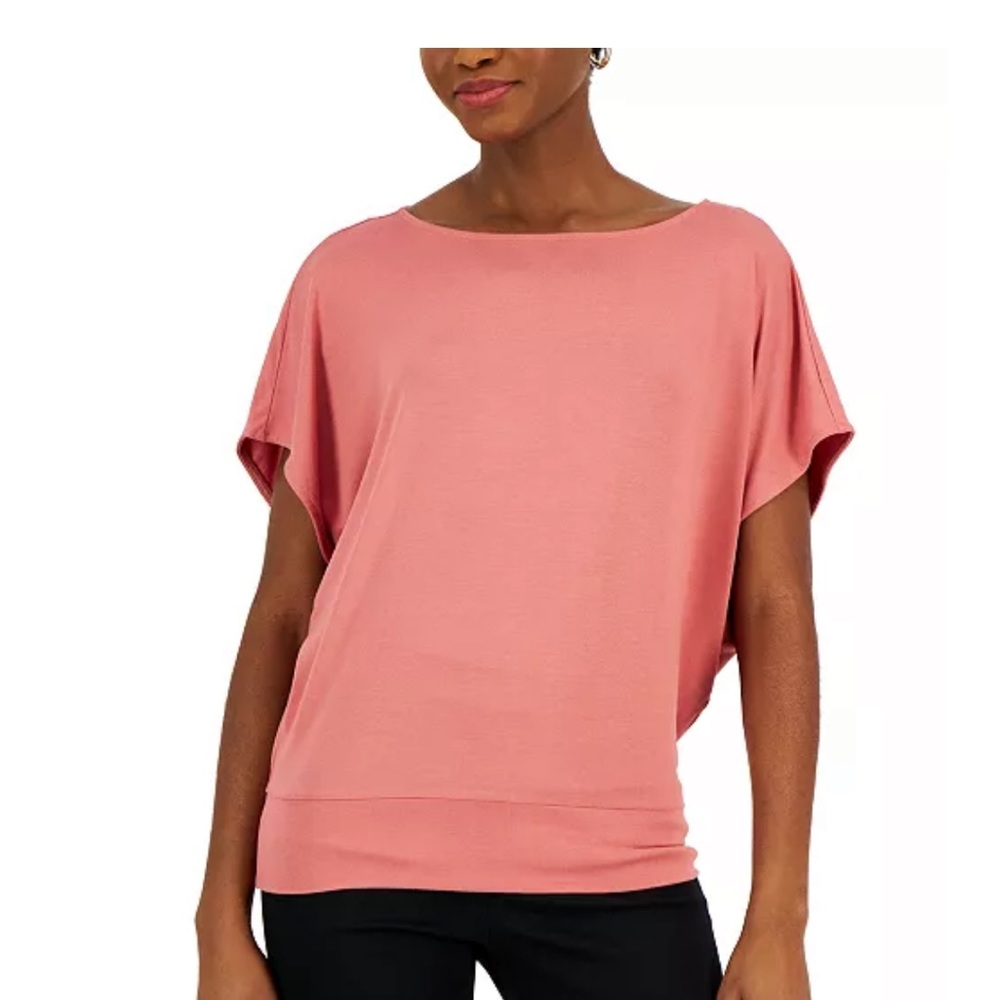 Alfani banded-hem boat neck top